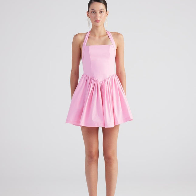 Teresa Pink Pleated Skirt Mini Dress-2