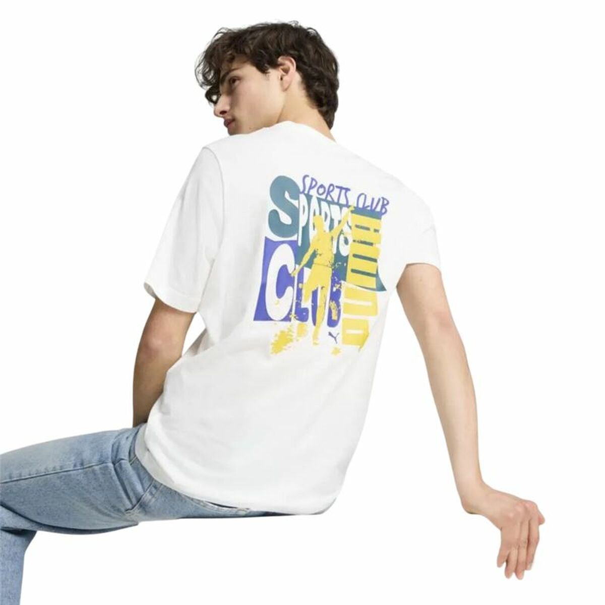 Men’s Short Sleeve T-Shirt Puma Graphics Puma Sports Club White-2