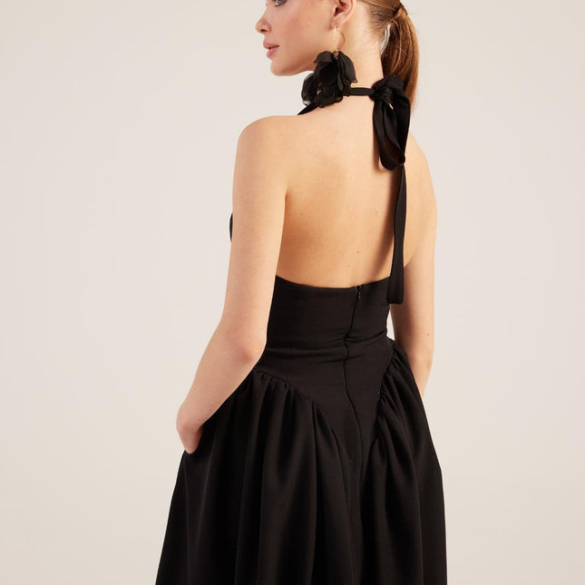 Ophelia Black Princess Style Maxi Dress-1