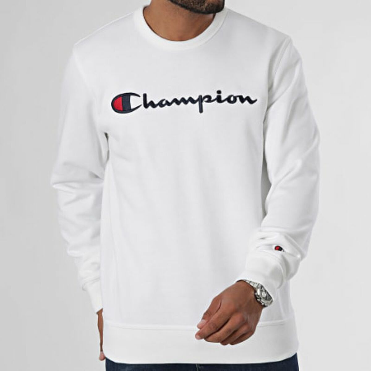 Men’s Sweatshirt without Hood Champion CREWNECK SWATSHIRT 220254 WHT White-2