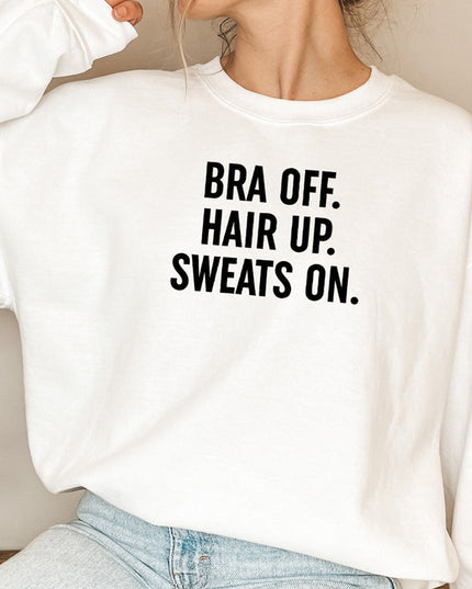 Bra Off Hair Up Sweats On Sweat Shirt-5