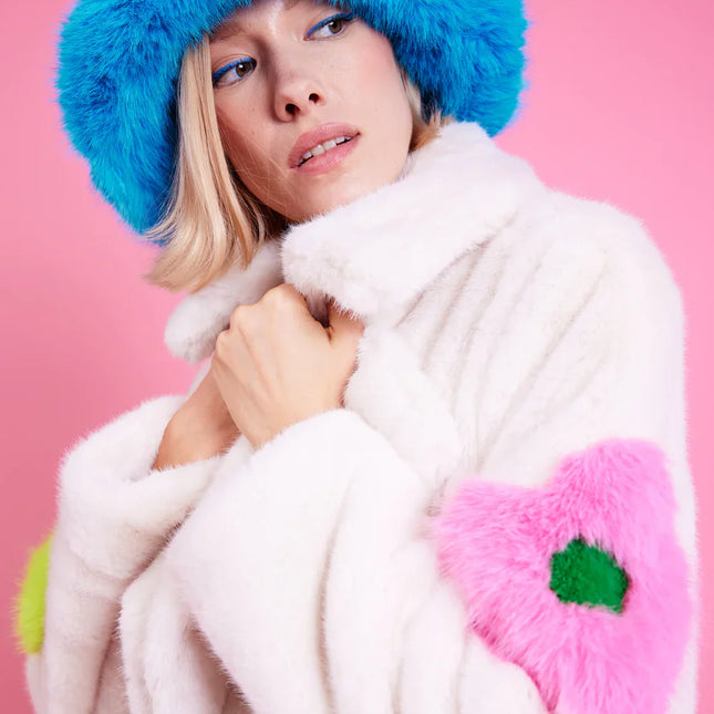 Blue Eco Bamboo Faux Fur Bucket Hat-2