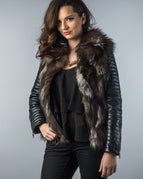 Brown - Silver / S / Genuine Fox Fur - Lamb Leather