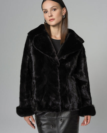 Black Luxury Genuine Mink Fur Jacket-0