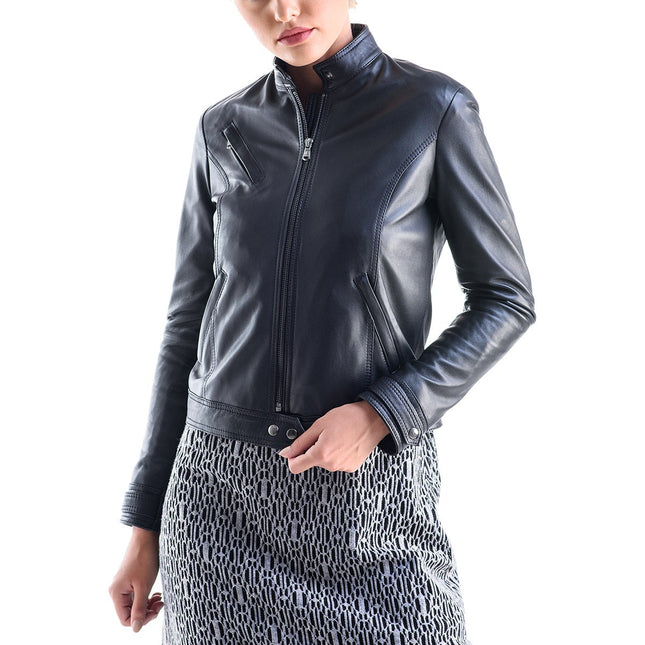 Black Sporty Cut Genuine Leather Jacket-0
