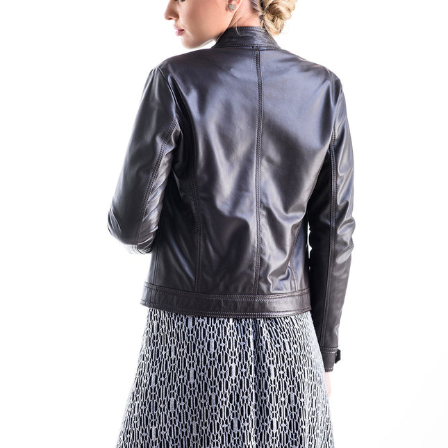 Brown Sporty Cut Genuine Leather Jacket-1