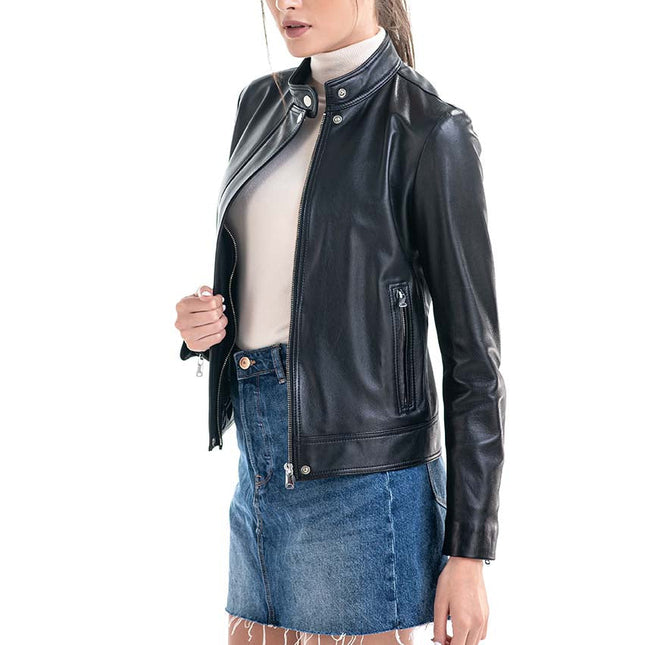 Black Trendy Genuine Sheepskin Jacket-2