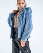 Blue / S / Genuine Mink Fur