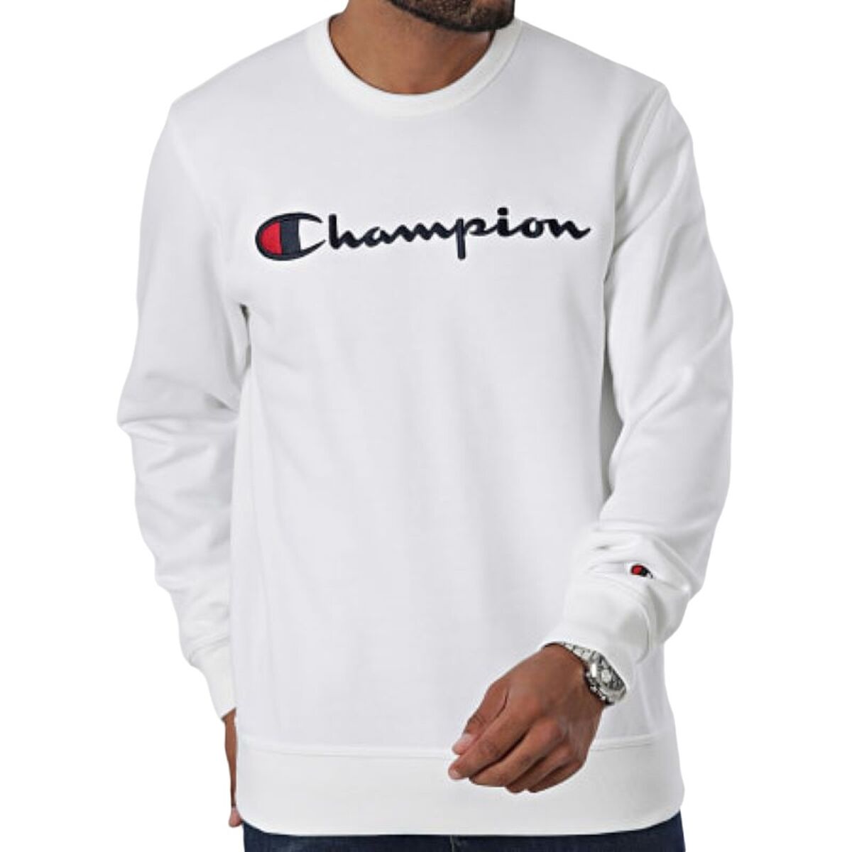 Men’s Sweatshirt without Hood Champion CREWNECK SWATSHIRT 220254 WHT White-0
