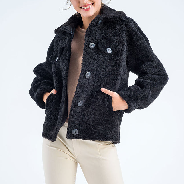 Black Natural Sheepskin Shearling Jacket-0