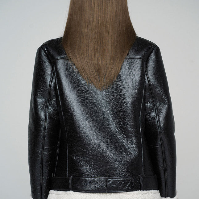 Black Merino Shearling Leather Jacket-2