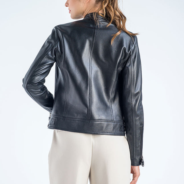 Black Genuine Cropped Leather Jacket-1