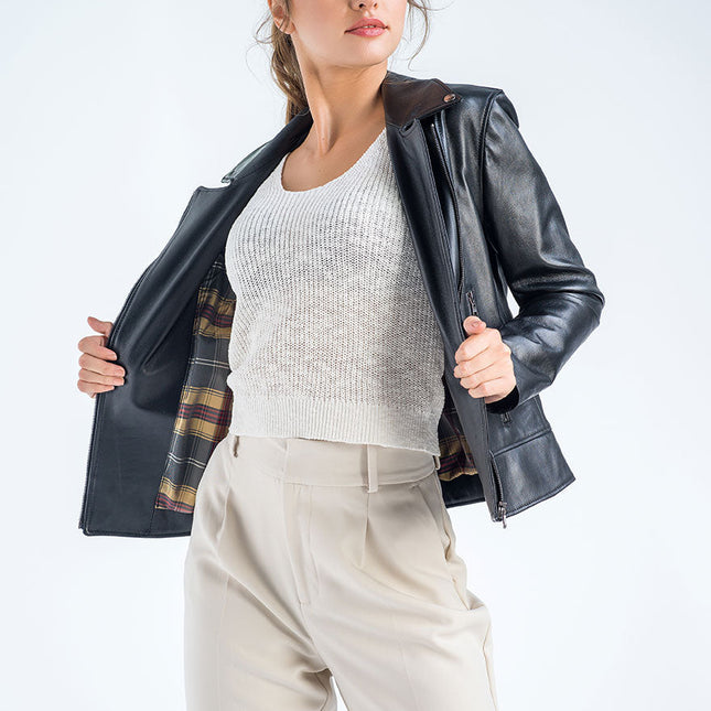 Black Genuine Classic Cut Leather Jacket-3