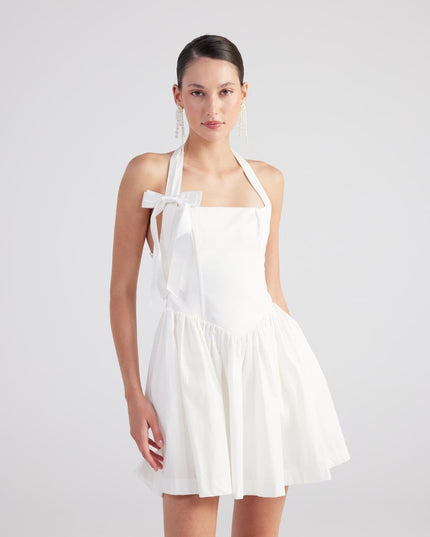 Teresa White Pleated Skirt Mini Dress-2