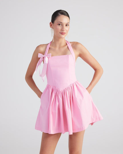 Teresa Pink Pleated Skirt Mini Dress-0