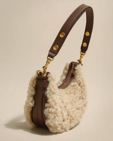 Apricot Beige Furry Mini Daily Shoulder Bag-1