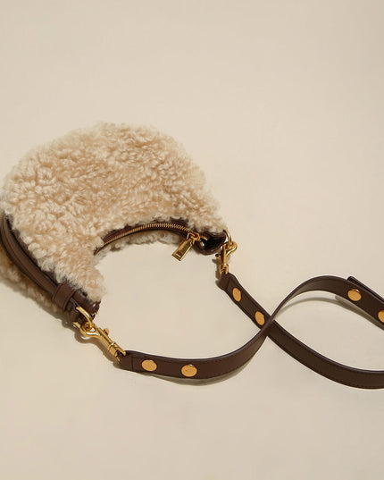 Apricot Beige Furry Mini Daily Shoulder Bag-3