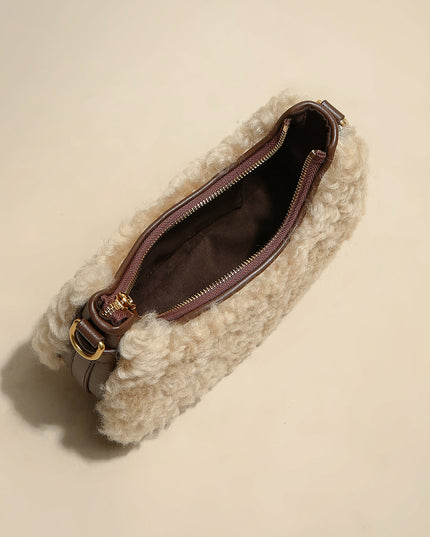 Apricot Beige Furry Mini Daily Shoulder Bag-4