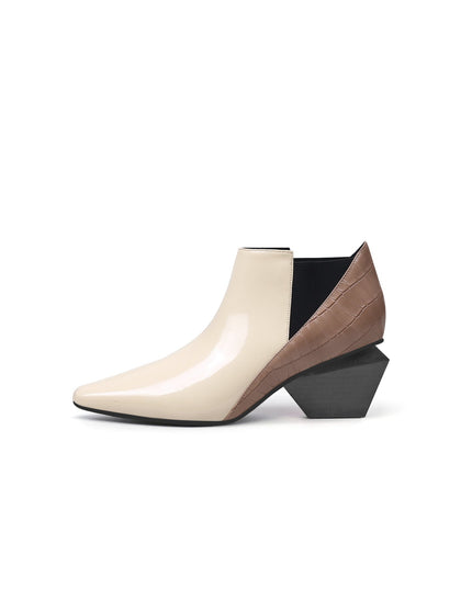 Artistic Patchwork Geometric Ankle Boots-0