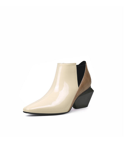 Artistic Patchwork Geometric Ankle Boots-1