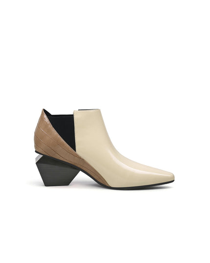Artistic Patchwork Geometric Ankle Boots-2