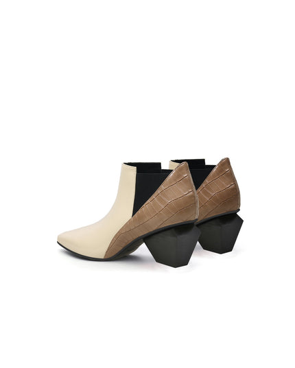 Artistic Patchwork Geometric Ankle Boots-3