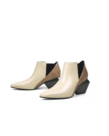Artistic Patchwork Geometric Ankle Boots-4