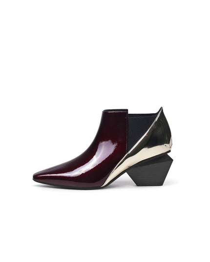 Artistic Patchwork Geometric Ankle Boots-6