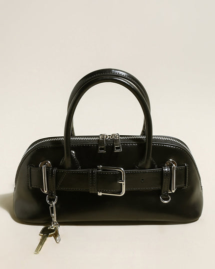Baguette Belted Clasp Top Handle Bag-0