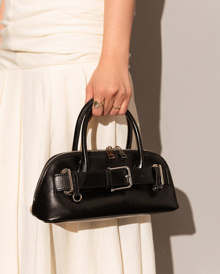 Baguette Belted Clasp Top Handle Bag-1