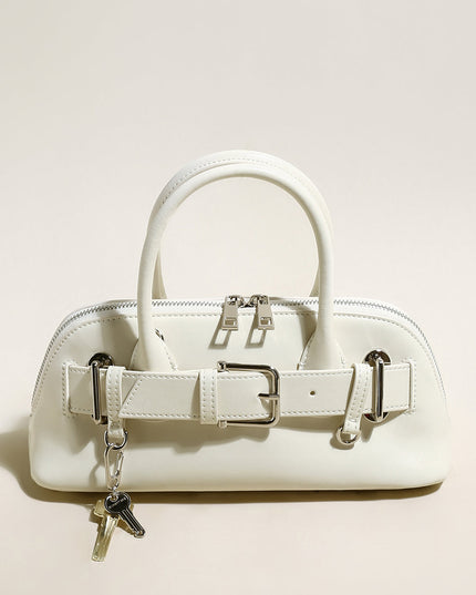 Baguette Belted Clasp Top Handle Bag-5