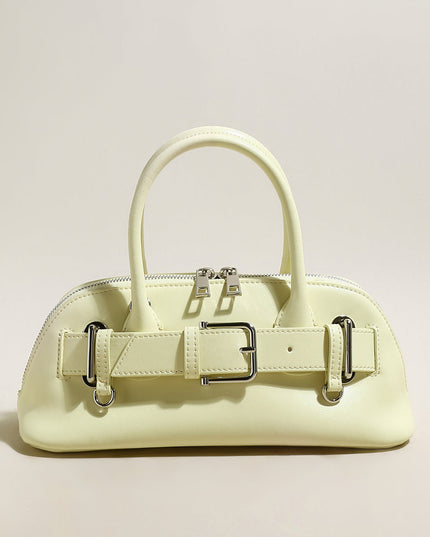 Baguette Belted Clasp Top Handle Bag-6