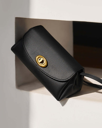 Baguette Twist Lock Leather Shoulder Bag-2