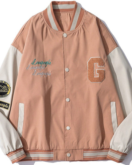 Baseball Jacket Men Cute Bear Patch Letter Embroidery Patchwork Streetwear Cozy High Street Retro Harajuku Varsity Coat-2