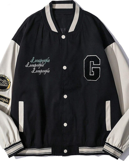 Baseball Jacket Men Cute Bear Patch Letter Embroidery Patchwork Streetwear Cozy High Street Retro Harajuku Varsity Coat-0