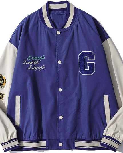 Baseball Jacket Men Cute Bear Patch Letter Embroidery Patchwork Streetwear Cozy High Street Retro Harajuku Varsity Coat-3