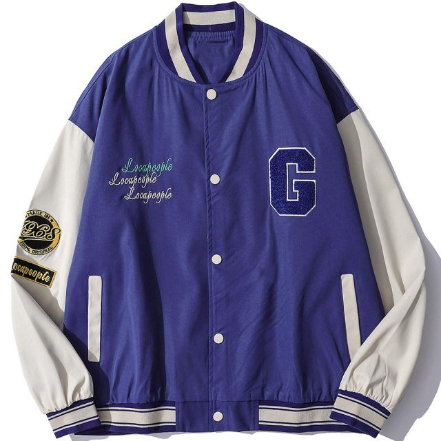 Baseball Jacket Men Cute Bear Patch Letter Embroidery Patchwork Streetwear Cozy High Street Retro Harajuku Varsity Coat-3