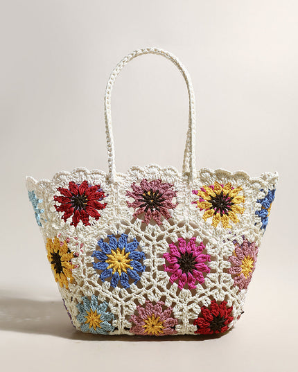 Beach Floral  Crochet Tote Bag-0
