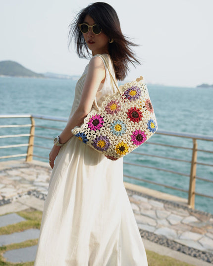 Beach Floral  Crochet Tote Bag-1