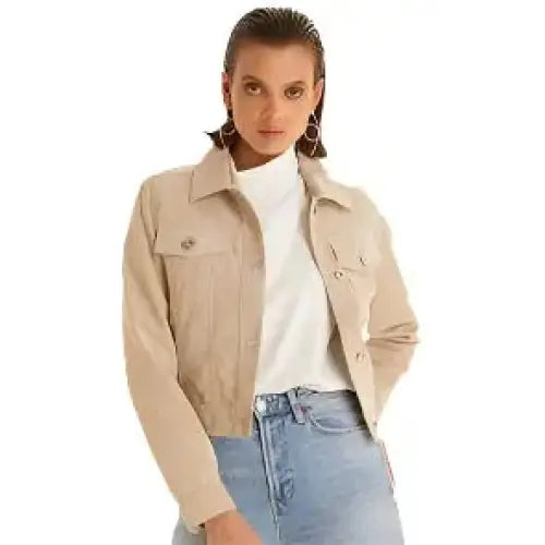Women’s Beige Suede Western Jacket-2