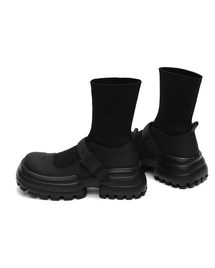 Black Buckle Platform Boots-1