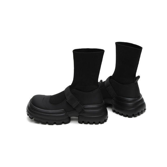 Black Buckle Platform Boots-1