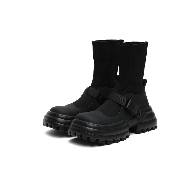 Black Buckle Platform Boots-2