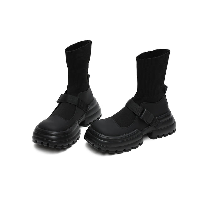 Black Buckle Platform Boots-4