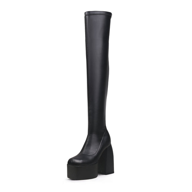 Black Cyberpunk Knee-High Boots-1