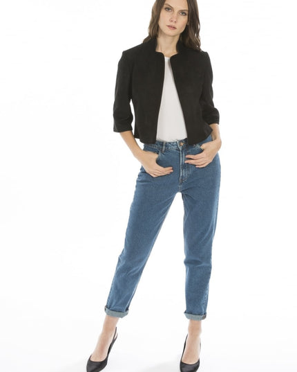 Black Faux Suede Jacket-0