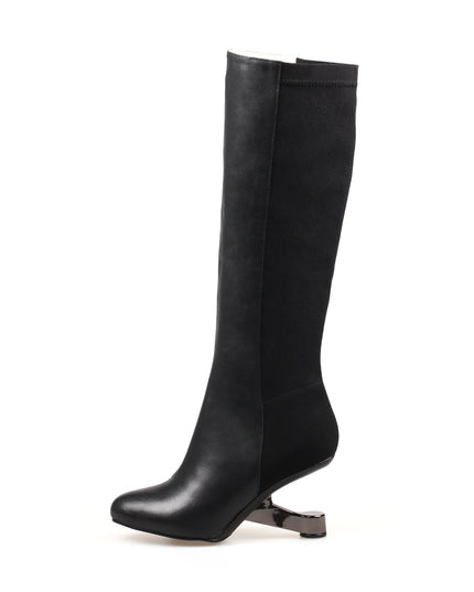 Black Knee-High Leather Boots-0