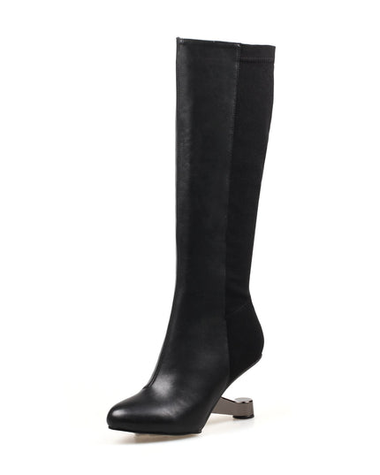 Black Knee-High Leather Boots-1