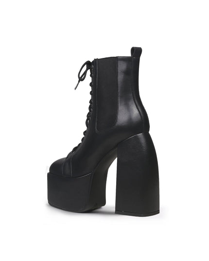 Black Lace-Up Thick Heel Platform Boots-2