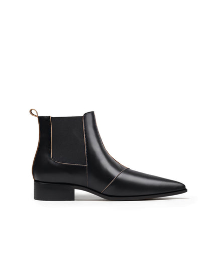 Black Leather Boots with Side Buckles-2